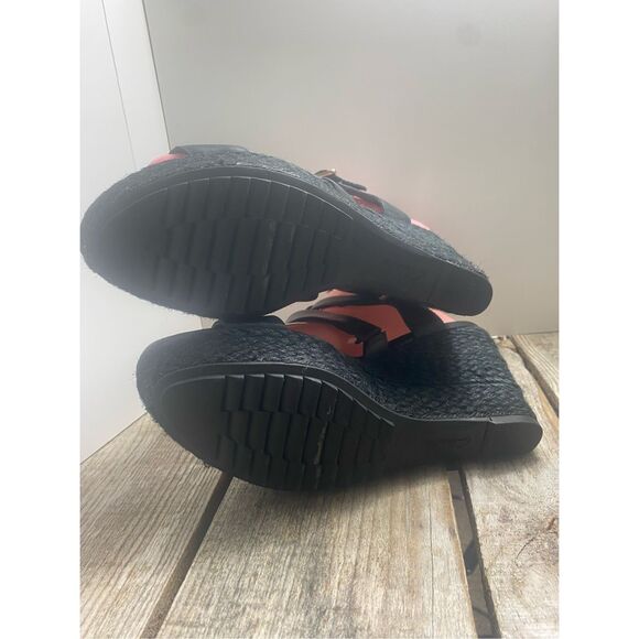 Clarks Black Leather Wedge Sandals Women’s Size 8 Strappy Espadrille Platform Sh - Picture 7 of 7